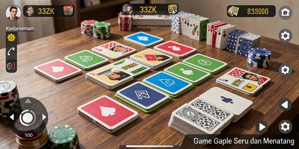Tampilan gameplay seru Gaple di 33ZK, menampilkan pemain yang kompetitif.