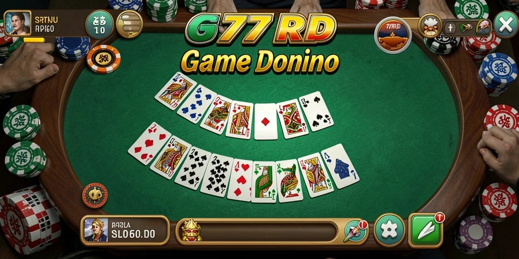 Screenshot gameplay 77RP yang menampilkan keseruan bermain Domino.