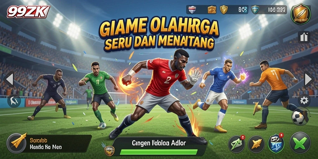 Screenshot gameplay 99ZK menampilkan aksi olahraga yang seru.