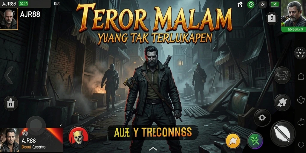 Tampilan gameplay AJR88 menampilkan suasana mencekam dan menakutkan.