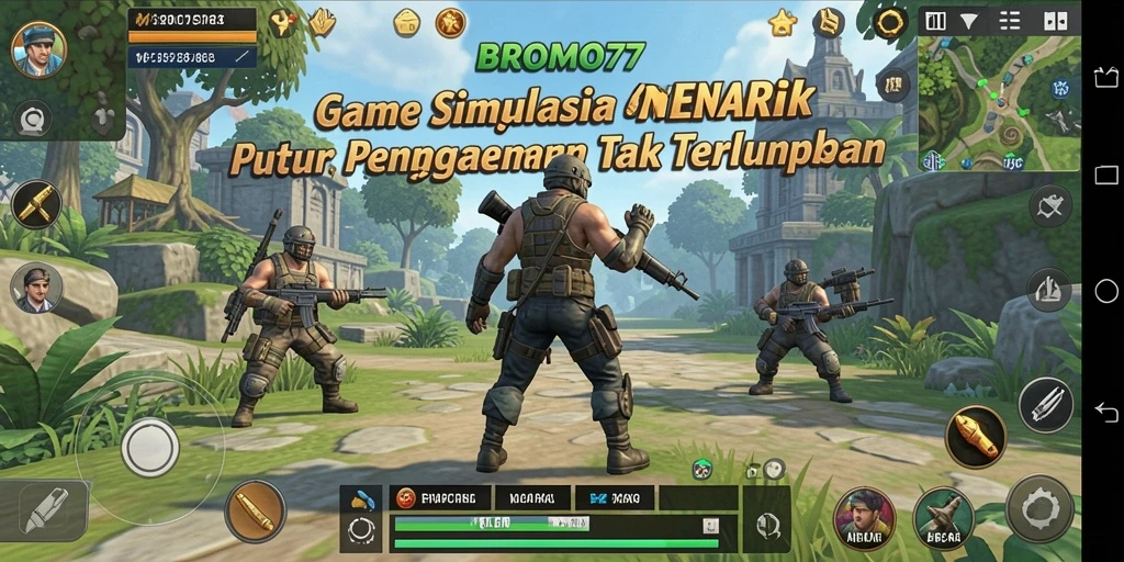 Screenshot utama BROMO77 menampilkan gameplay yang mengasyikkan dan lingkungan yang penuh warna.