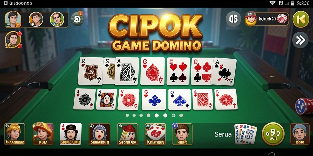 Screenshot game CIPOK menampilkan suasana seru permainan Domino.