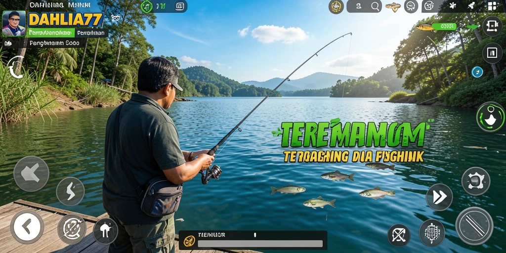 Tampilan gameplay menarik dari game memancing DAHLIA77.