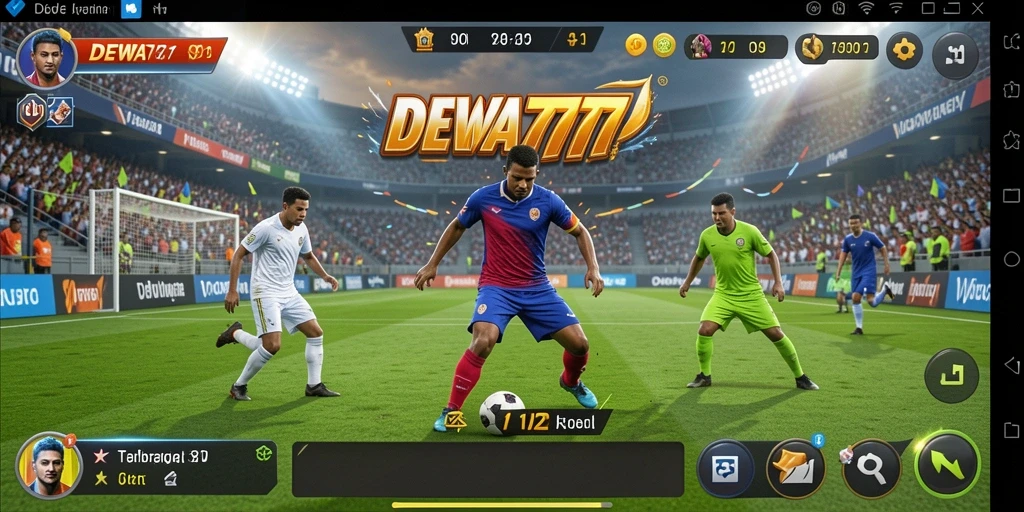 Tampilan gameplay seru DEWA777 dengan karakter dan lapangan olahraga.