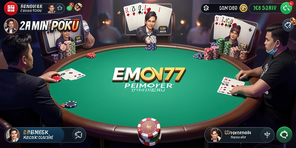 Gameplay poker seru dalam EMON77 dengan grafis menarik.
