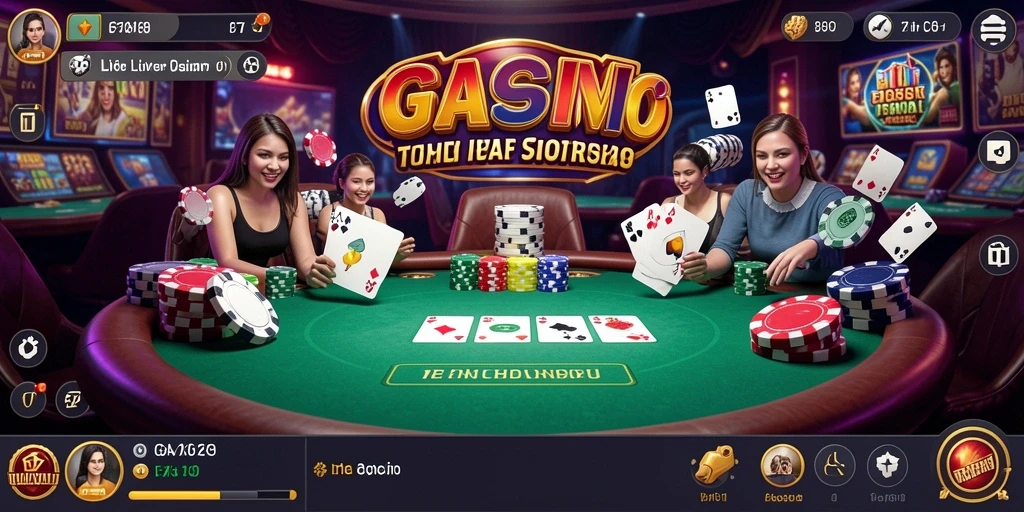 Tampilan gameplay F7F7 menampilkan dealer langsung dan atmosfer kasino yang nyata.