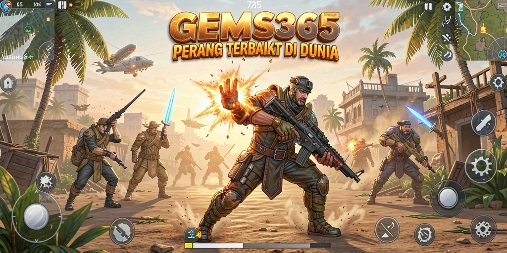 Tampilan gameplay mendebarkan dari GEMS365 Battle Royale.