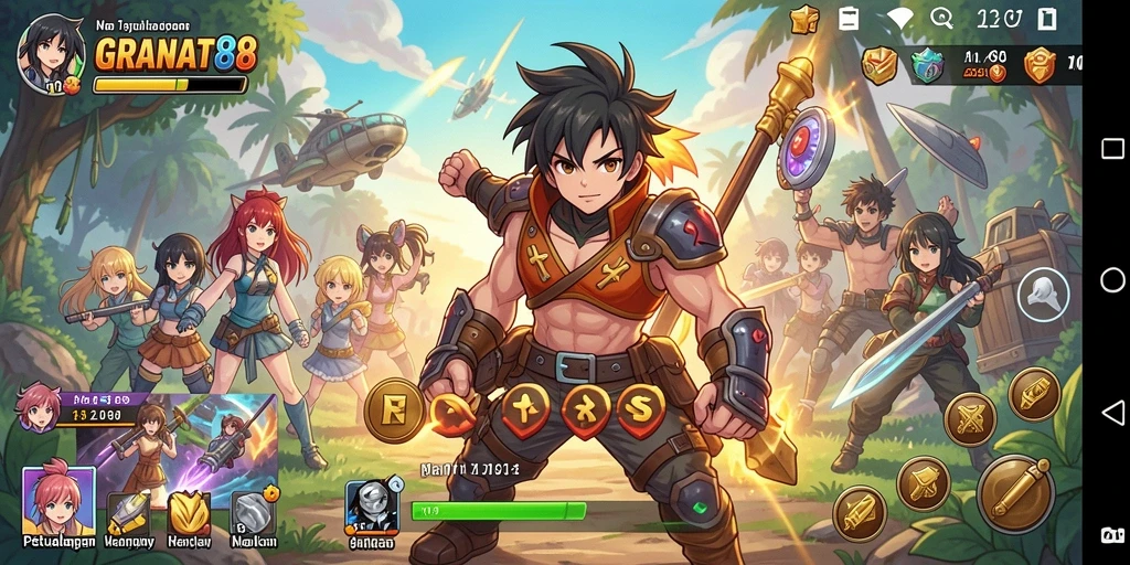 Tampilan gameplay seru dan karakter anime menarik di GRANAT88.