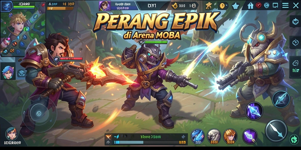 Tampilan gameplay seru dari IDRRP dalam pertempuran MOBA.