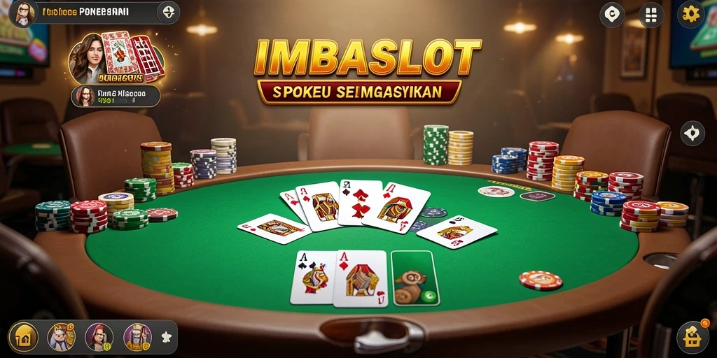 Gameplay IMBASLOT yang menarik dengan tampilan meja poker.
