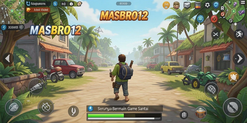 Tangkapan layar utama MASBRO12 menampilkan keseruan gameplay santai.