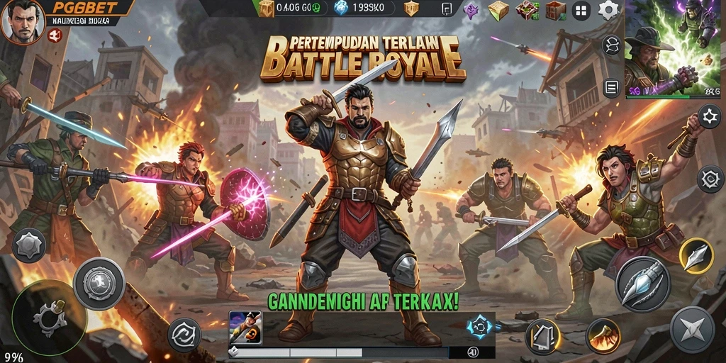 Screenshot PGBET menampilkan aksi pertempuran intens dalam Battle Royale.