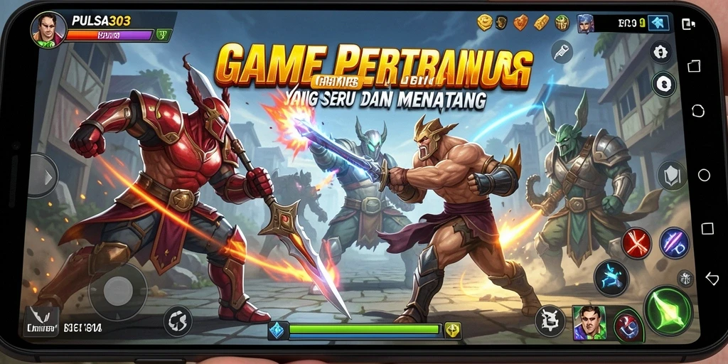 Tampilan gameplay mendebarkan di PULSA303, pertarungan antar karakter yang epik.