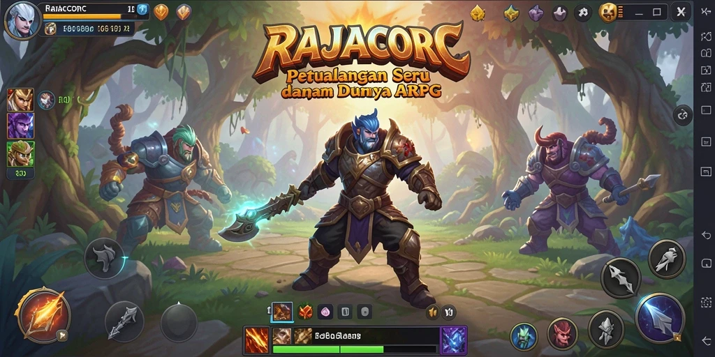 Tampilan menawan dari gameplay ARPG RAJACORC yang penuh aksi.