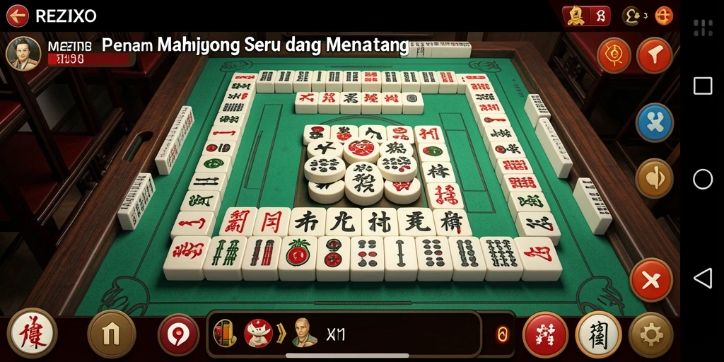 Tampilan gameplay REZIXO yang menampilkan keseruan permainan Mahjong.