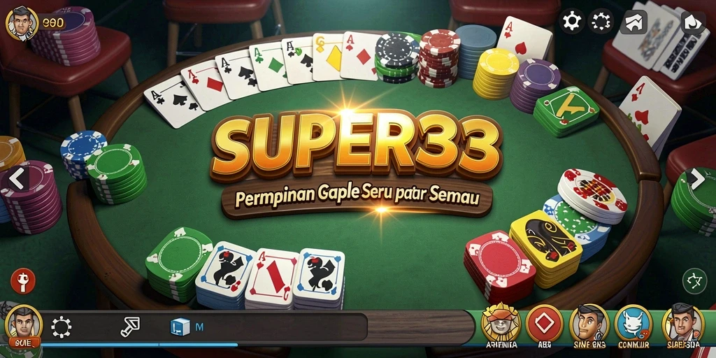 Tampilan gameplay SUPER33 yang menarik dalam permainan Gaple.