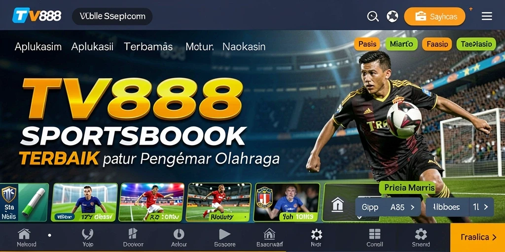 Tampilan antarmuka user-friendly dari aplikasi TV888 untuk taruhan olahraga.