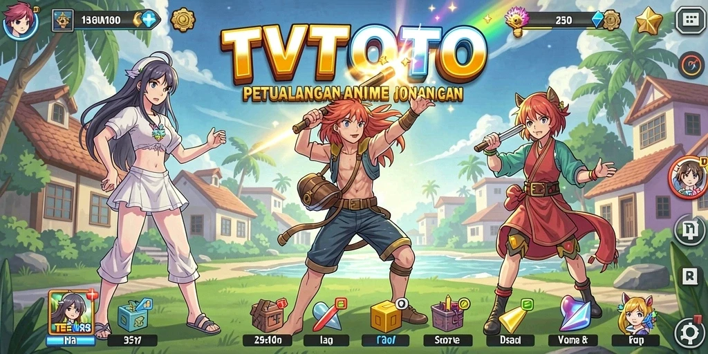 Tampilan gameplay seru dari TVTOTO yang penuh aksi Anime.